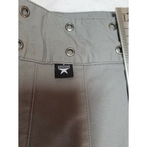 Sessions Womens Size 5 Wide Straight Pants Eyelet Mid-Rise Cotton Gray Casual - Picture 5 of 8